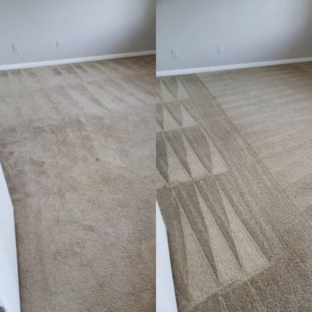 Before and After photo of a deep carpet cleaning